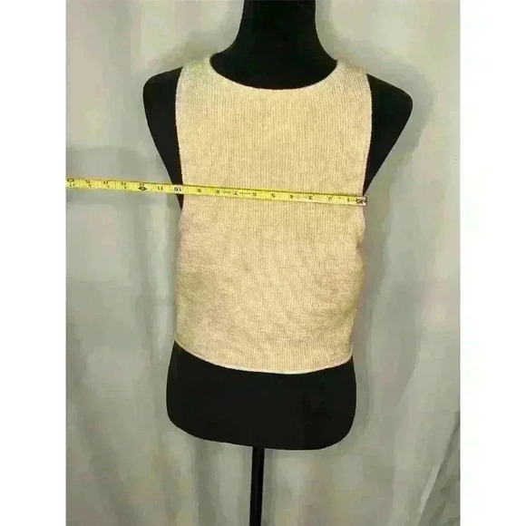J.Crew Women's M Beige Sleeveless Knit Crop Top Ribbed Casual Spring - Picture 4 of 10